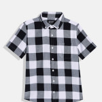 Boys Opaque Checked Cotton Casual Shirt