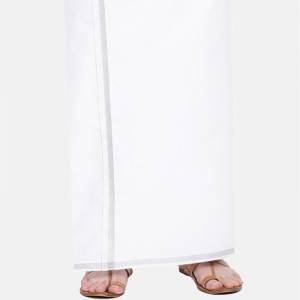 Men Pack of 2 Ethnic Dhotis Gold jari and Silver jari