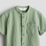 Boys Linen-Blend Grandad Shirt