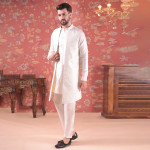 House Of Pataudi Embroidered Nehru Jacket With Kurta & Pyjama Set